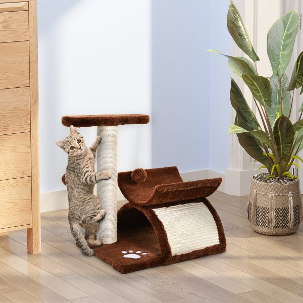 Cat Tree Plush Scratcher Kitty Activity Play Center Top Bar Tunnel Dangling Ball - Image 2