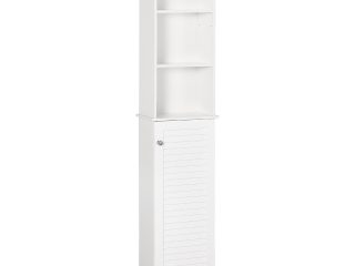 MDF 6-Tier Tall Bathroom Storage Cabinet White
