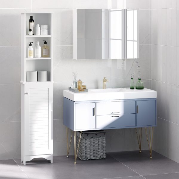 MDF 6-Tier Tall Bathroom Storage Cabinet White - Image 2