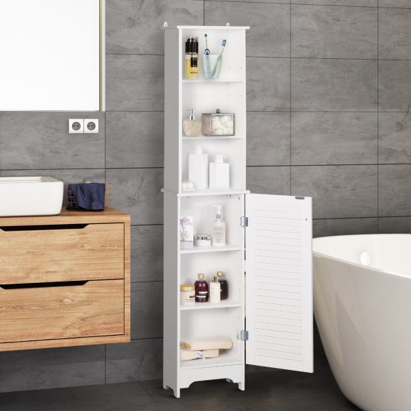 MDF 6-Tier Tall Bathroom Storage Cabinet White - Image 5
