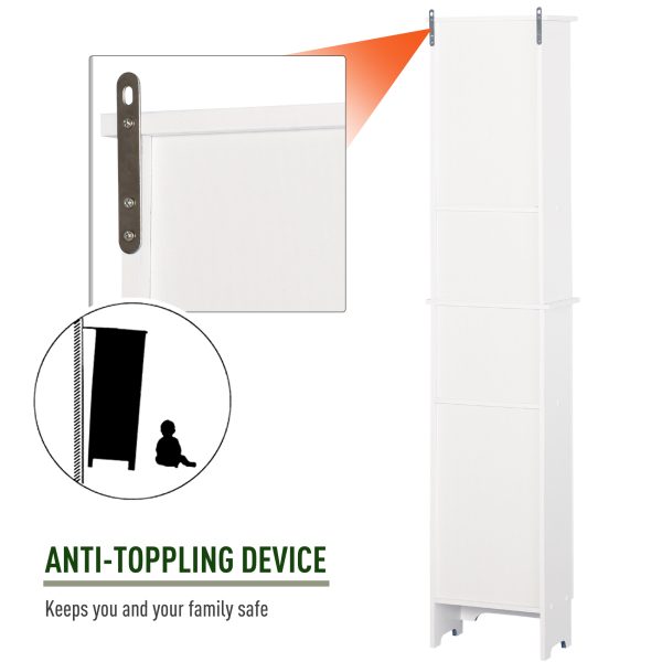 MDF 6-Tier Tall Bathroom Storage Cabinet White - Image 8