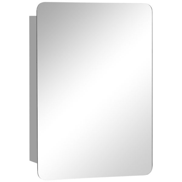 On-Wall Mounted Bathroom Storage Cabinet w/Sliding Mirror Door Steel Frame