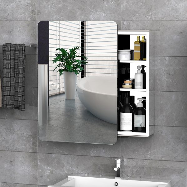 On-Wall Mounted Bathroom Storage Cabinet w/Sliding Mirror Door Steel Frame - Image 2