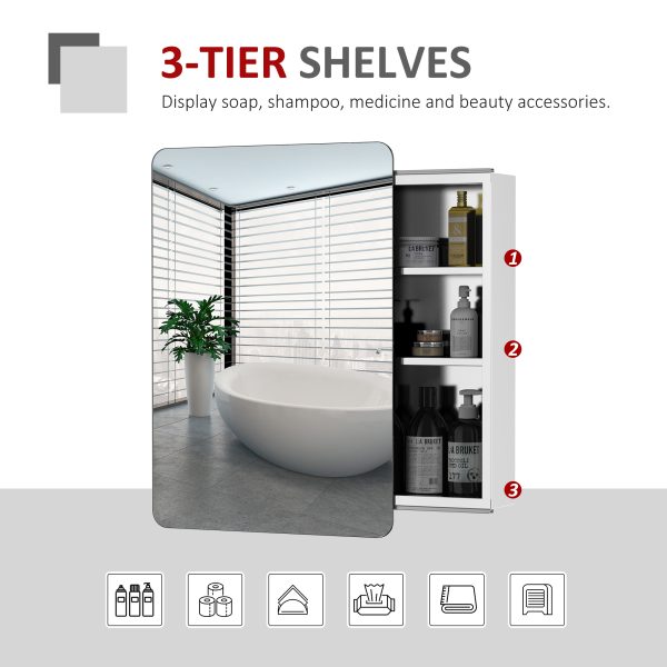 On-Wall Mounted Bathroom Storage Cabinet w/Sliding Mirror Door Steel Frame - Image 5