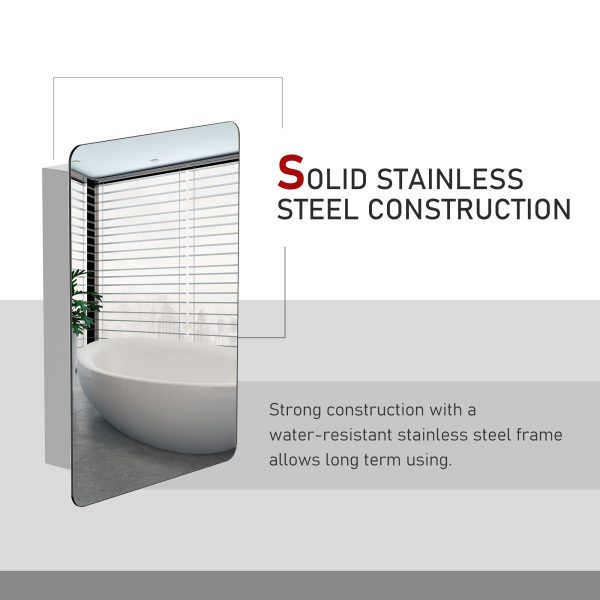 On-Wall Mounted Bathroom Storage Cabinet w/Sliding Mirror Door Steel Frame - Image 6