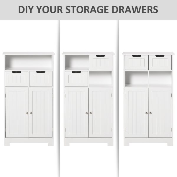 Bathroom Floor Cabinet  2 Drawers Adjustable Shelf White Removable - Image 6