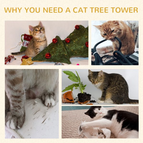 91cm Cat Tree Kitten Activity Center Tower Scratching Post Lamb Cashmere Perch - Image 7