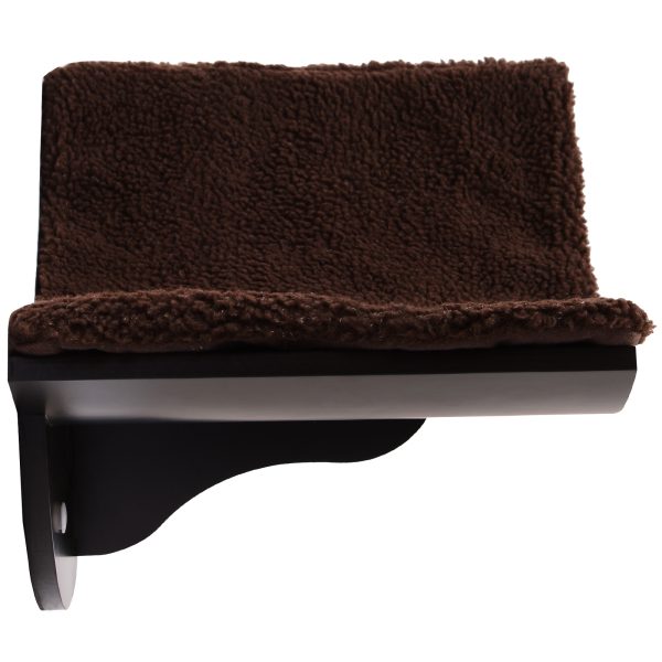 Wood Cat Shelf Shelter Kitten Bed Curved Climber Wall-Mounted Berber Fleece - Image 8