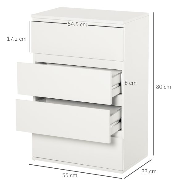 Chest of Drawers, 4 Drawers White - Image 3