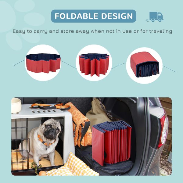 Portable Pet Paddling Pool Swimming Bath Cat Dog Puppy Foldable Red 160cm - Image 5