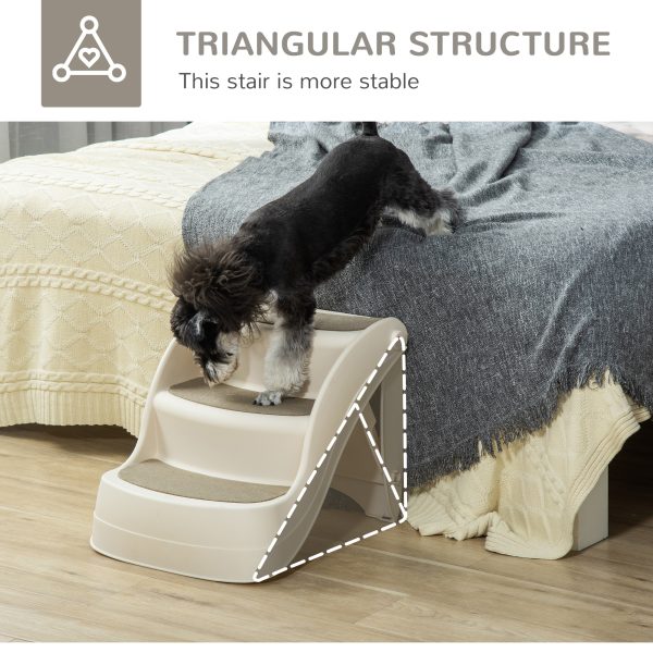 Portable Dog Steps Non-slip Pet Stairs 3-Step Design for High Beds Sofas, Cream - Image 6