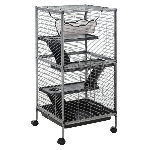 Rolling Small Animal Cage for Chinchillas Ferrets Kittens w/ Platform Ramp Tray
