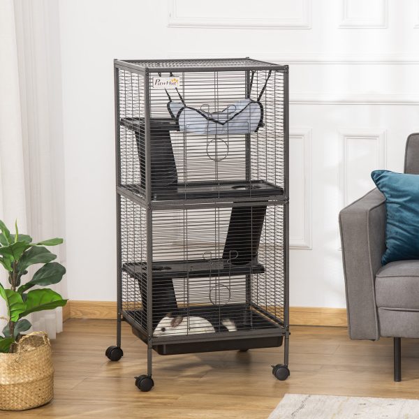 Rolling Small Animal Cage for Chinchillas Ferrets Kittens w/ Platform Ramp Tray - Image 2