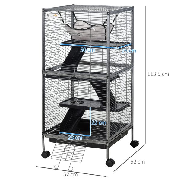 Rolling Small Animal Cage for Chinchillas Ferrets Kittens w/ Platform Ramp Tray - Image 3