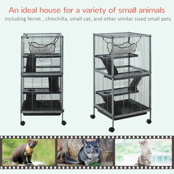 Rolling Small Animal Cage for Chinchillas Ferrets Kittens w/ Platform Ramp Tray - Image 4