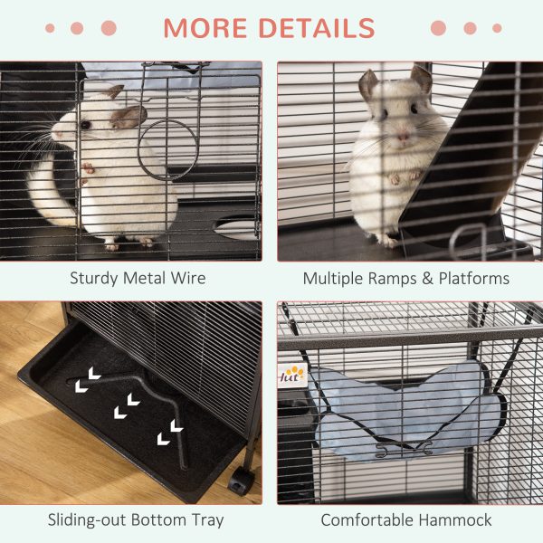 Rolling Small Animal Cage for Chinchillas Ferrets Kittens w/ Platform Ramp Tray - Image 6
