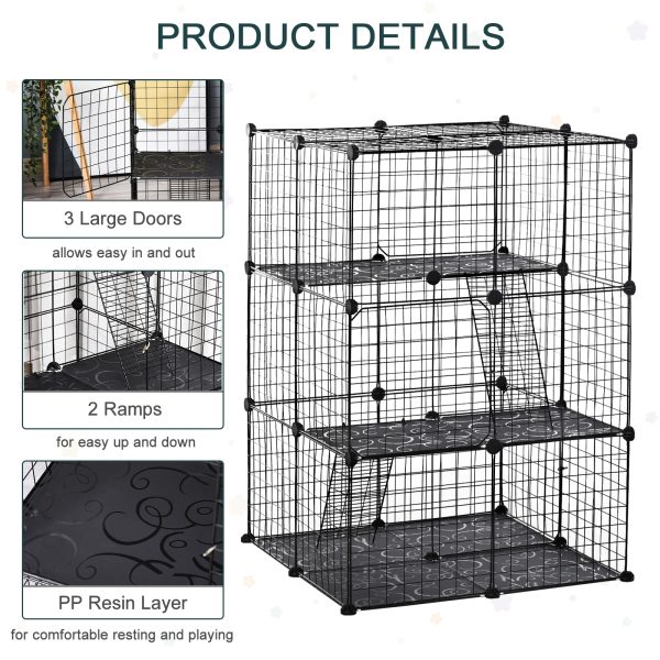 Pet Playpen DIY Small Animal Cage w/ Doors Ramps for Kitten Bunny Chinchilla - Image 4