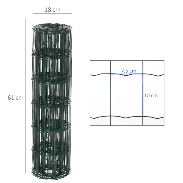 61cm x 1000cm Chicken Wire Mesh, Foldable PVC Coated Fences, for Garden, Green - Image 3