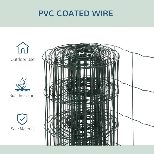 61cm x 1000cm Chicken Wire Mesh, Foldable PVC Coated Fences, for Garden, Green - Image 5