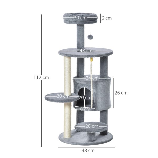 Cat Tree Tower Activity Center with Hanging Ball Toy Teasing Rope Dark grey - Image 3