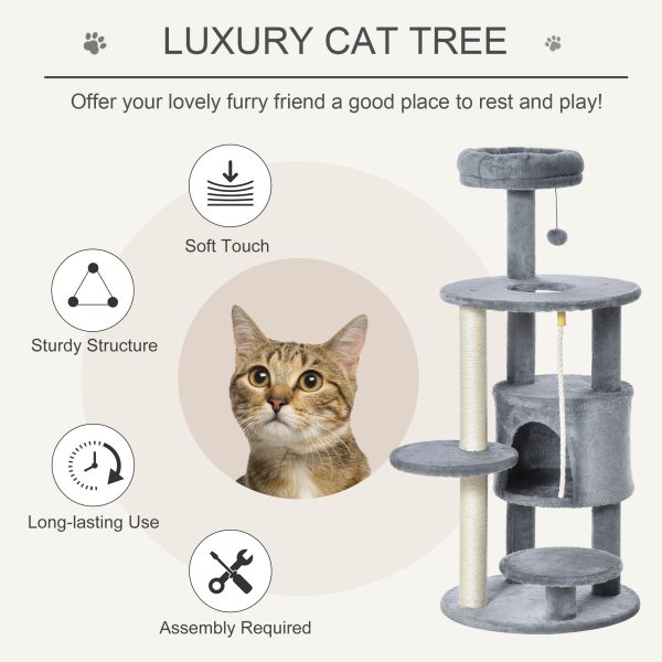 Cat Tree Tower Activity Center with Hanging Ball Toy Teasing Rope Dark grey - Image 4