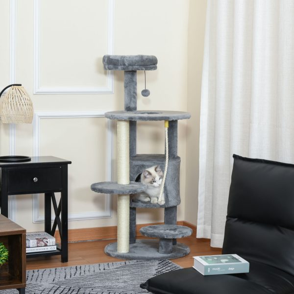 Cat Tree Tower Activity Center with Hanging Ball Toy Teasing Rope Dark grey - Image 7