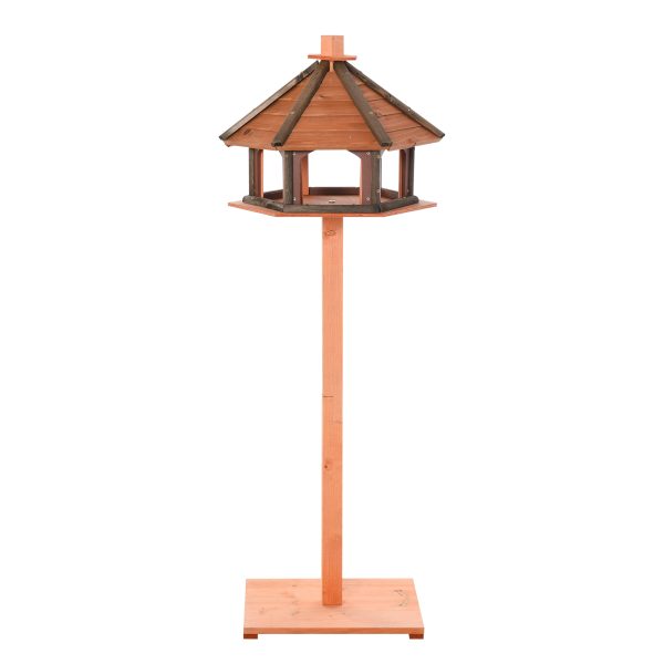 Wooden Bird Feeder Wooden Bird Table Bird Feeder with Roof, Brown, 130cm