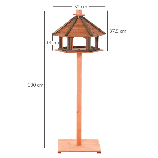 Wooden Bird Feeder Wooden Bird Table Bird Feeder with Roof, Brown, 130cm - Image 3