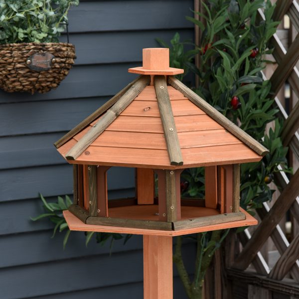 Wooden Bird Feeder Wooden Bird Table Bird Feeder with Roof, Brown, 130cm - Image 8