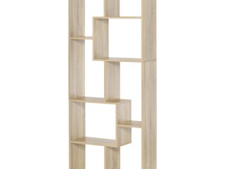 178cm 8-Shelf Bookcase w/ Melamine Surface Oak Tone Multipurpose 8-Grid