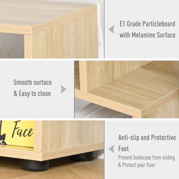178cm 8-Shelf Bookcase w/ Melamine Surface Oak Tone Multipurpose 8-Grid - Image 5