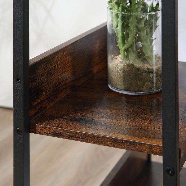 Retro Industrial Computer Desk  with 4-Tier Storage Shelf Metal Frame , Brown - Image 8