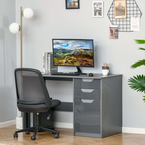 Computer Desk with Drawers, Workstation Grey - Image 2