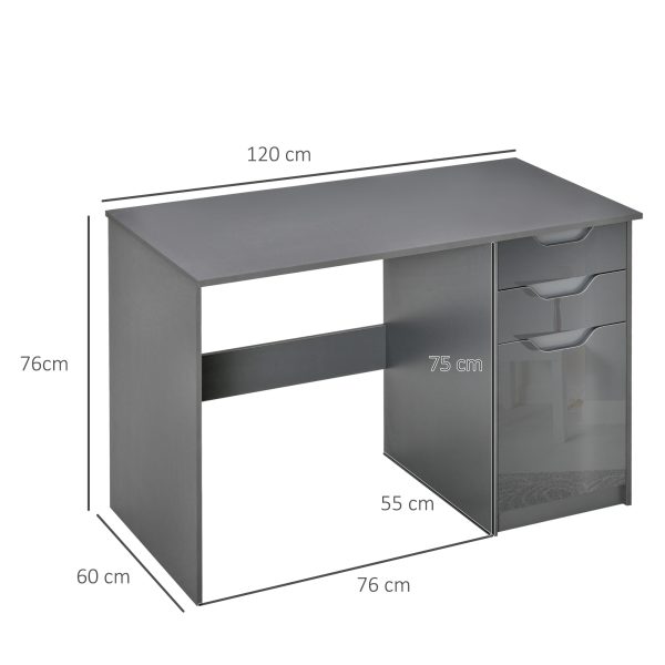 Computer Desk with Drawers, Workstation Grey - Image 3