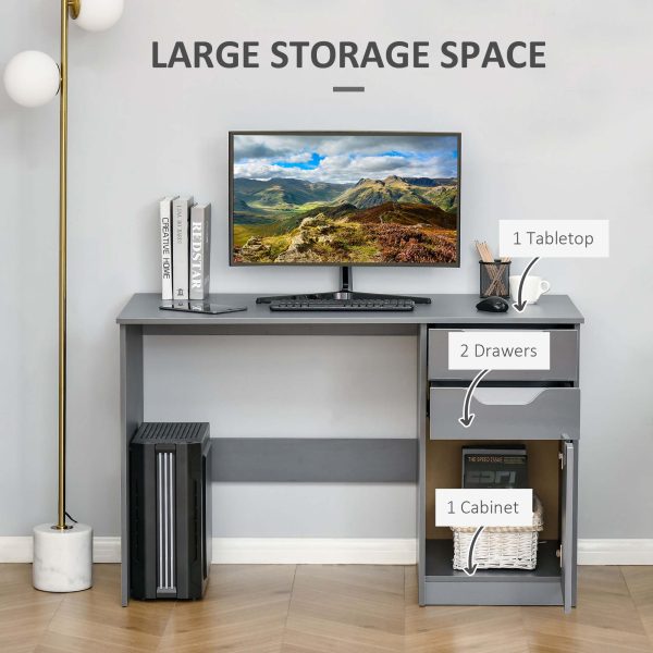 Computer Desk with Drawers, Workstation Grey - Image 5