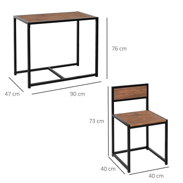 Steel Frame MDF 2-Seater Bar Stool and Table Set Wood Tone - Image 3