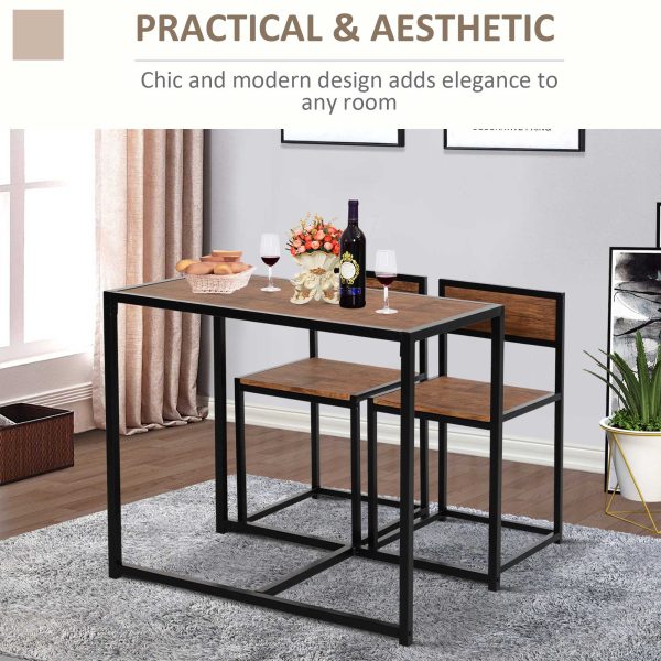 Steel Frame MDF 2-Seater Bar Stool and Table Set Wood Tone - Image 6