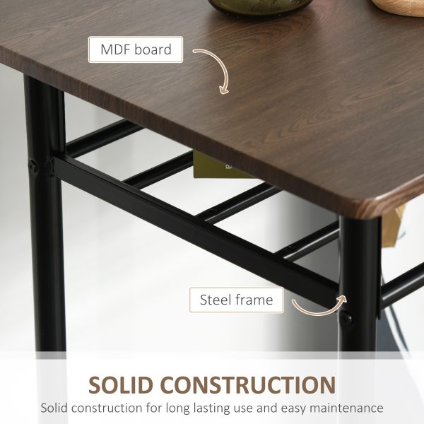 Bar Set includes 1 Bar Table and 2 Stools with Metal Frame Black and Oak - Image 6