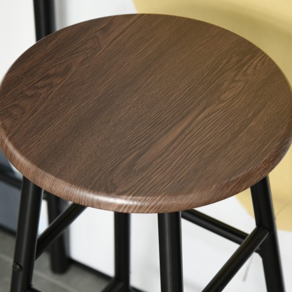 Bar Set includes 1 Bar Table and 2 Stools with Metal Frame Black and Oak - Image 8