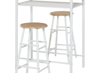 3Pc Bar Height Dining Furniture SetWhite and Oak 3-Piece Kitchen