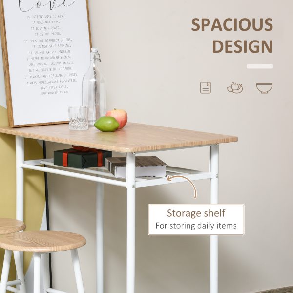 3Pc Bar Height Dining Furniture SetWhite and Oak 3-Piece Kitchen - Image 4