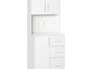 Kitchen Buffet Storage,2 Cabinets, 3 Drawers , 60x40x150cm, White