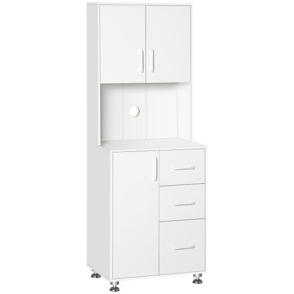 Kitchen Buffet Storage,2 Cabinets, 3 Drawers , 60x40x150cm, White