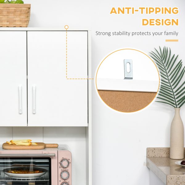 Kitchen Buffet Storage,2 Cabinets, 3 Drawers , 60x40x150cm, White - Image 7