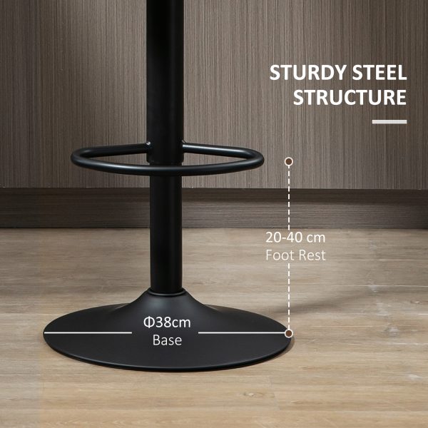 Set of 2, Barstools with Footrest and Backrest, Steel Frame Gas Lift Brown - Image 7