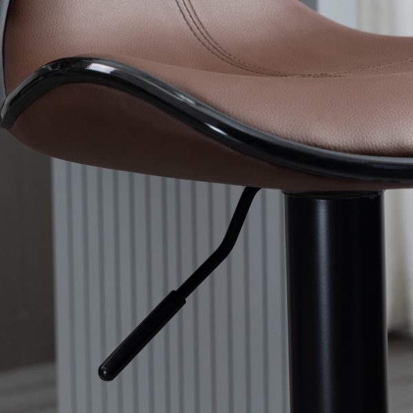Set of 2, Barstools with Footrest and Backrest, Steel Frame Gas Lift Brown - Image 8
