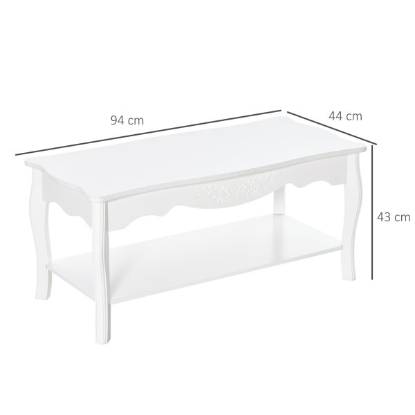 Coffee Table, 94Lx44Wx42H cm-White - Image 3