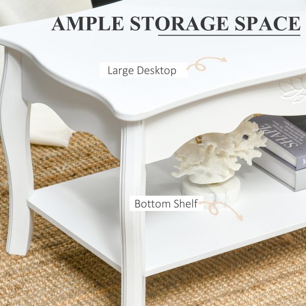 Coffee Table, 94Lx44Wx42H cm-White - Image 4