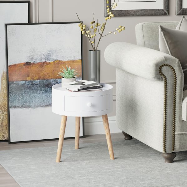 Round Coffee Table,  ?38 x 45H cm-White - Image 2