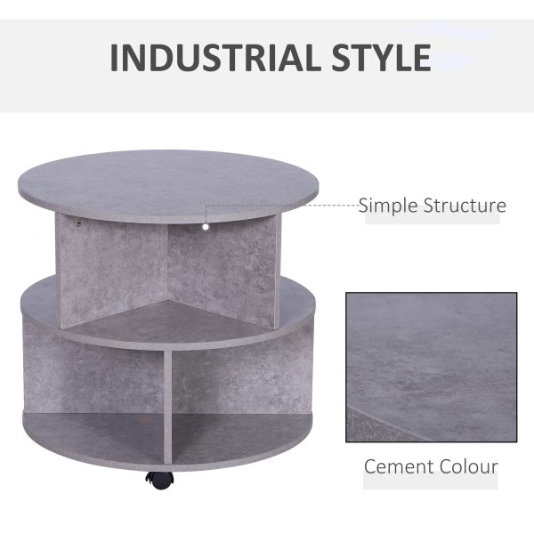 Coffee Table, 2-Tier, ?60x39.5H cm-Cement Colour - Image 4